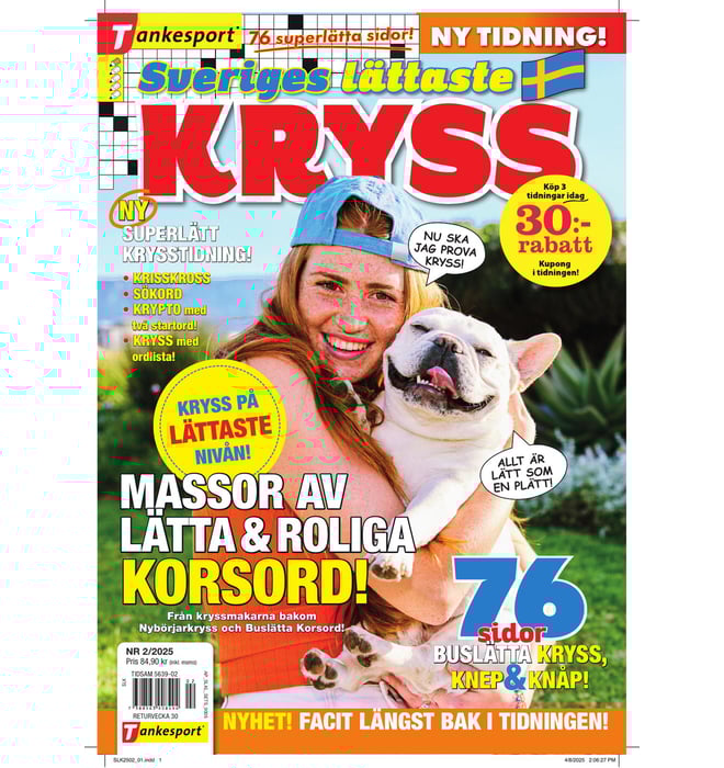 Sverige Lättaste Kryss nr 2502 Sverige Lättaste Kryss nr 2502